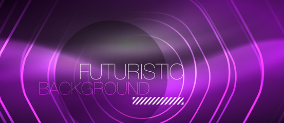 Black and glowing color lines neon design, magin techno template background