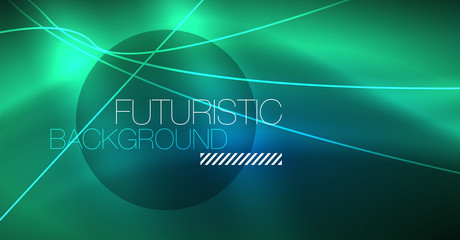 Neon glowing magic background, neon banner, night sky wallpaper. Magic light effect. Christmas abstract pattern.