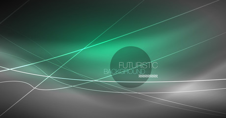 Fototapeta premium Digital technology abstract background - neon geometric design. Abstract glowing lines. Colorful techno background. Futuristic shape.
