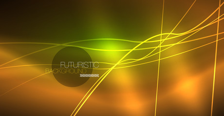 Digital technology abstract background - neon geometric design. Abstract glowing lines. Colorful techno background. Futuristic shape.