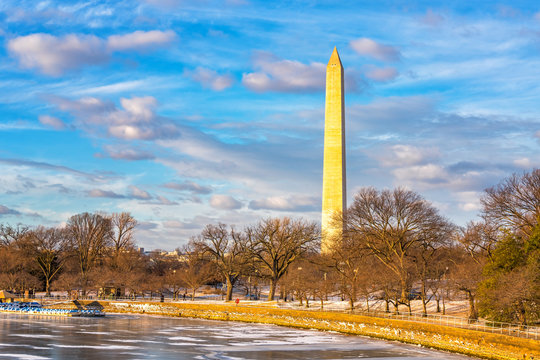 Winter in Washington DC: washington monumentl at sunny day