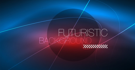 Neon glowing magic background, neon banner, night sky wallpaper. Magic light effect. Christmas abstract pattern.