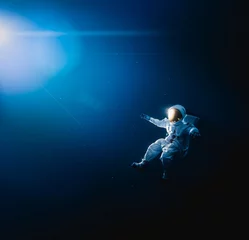 Zelfklevend Fotobehang Jongenskamer Astronaut die de ruimte verkent