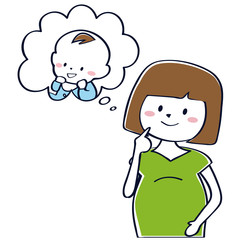 かわいい妊婦 おかっぱ　女の子の赤ちゃんを想像