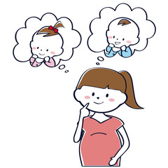 かわいい妊婦 ポニーテール　赤ちゃんの性別を楽しみにする