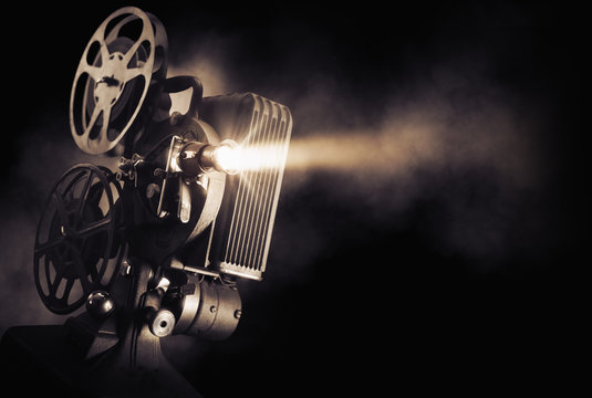 film projector on a dark background