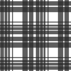 Black and white fabric texture check tartan seamless pattern. Vector illustration.