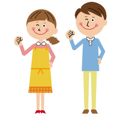 ポップな家族　ママとパパ ガッツポーズ