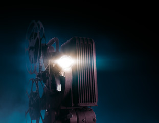 film projector on a dark background