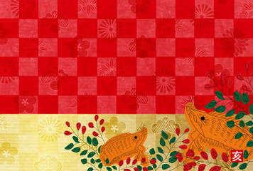 亥　和紙　年賀状　背景 