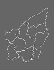 San Marino map with municipalities using white lines on dark background vector illustration