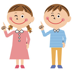 ポップな家族　男の子と女の子　指差し