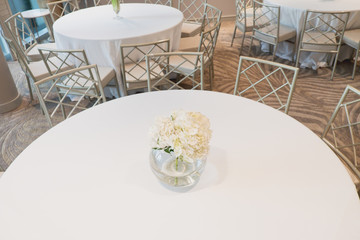 Interior of a hotel prepared for wedding ceremony.