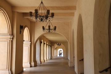 Abstract Columns and Arches at Balboa Park in San Diego
