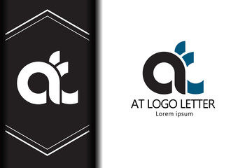 alphabet  logo letter AT with combination, lowercase for business - vector