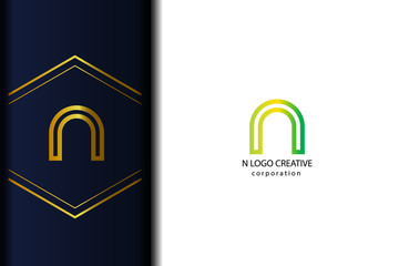 alphabet N logo letter with gradient, lowercase for business - vector