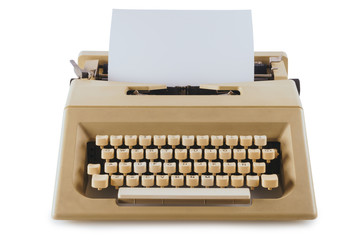 Vintage typing machine on white