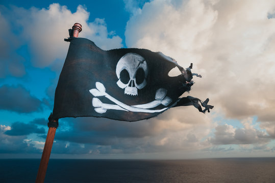 Pirate flag waving with the wind