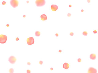 Rose gold petals flying cosmetics vector background.