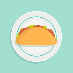 Sandwich on plate. Stock flat vector illustration.