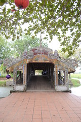Thanh Toan Bridge, The ancient wooden Bridge on the river perfume near Hue City, Vietnam