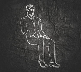 Fototapeta na wymiar An illustration of man in sitting pose on chair. Front view. Web icon for application