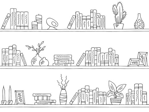 Shelves graphic seamless pattern background sketch illustration vector