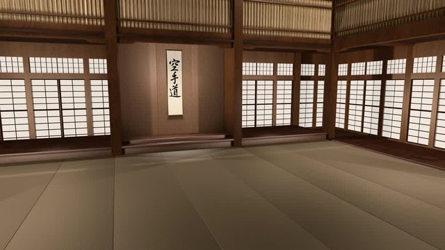 Traditional Japanese Karate Dojo 3D Animated Illustration