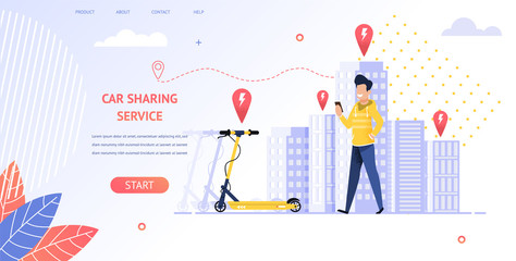 Illustration Smiling Guy Renting Electric Scooter