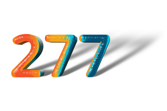 3D Number 277 two hundred seventy seven lively colours