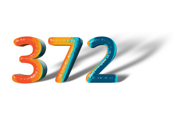 3D Number 372 three hundred seventy two lively colours