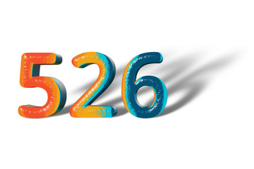 3D Number 526 five hundred twenty six lively colours
