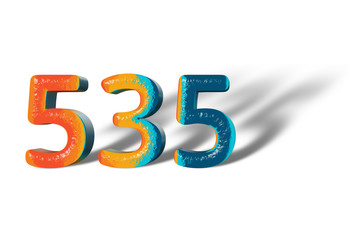 3D Number 535 five hundred thirty five lively colours