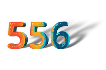 3D Number 556 five hundred fifty six lively colours