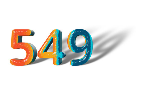 3D Number 549 five hundred forty nine lively colours
