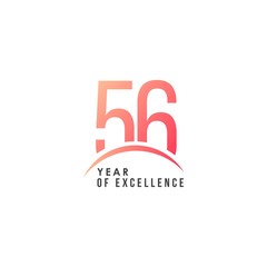 56 Year of Excellence Vector Template Design Illustration