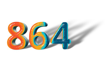 3D Number 864 sixty eight hundred four lively colours