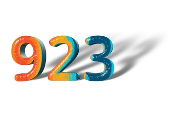 3D Number 923 nine hundred twenty three lively colours