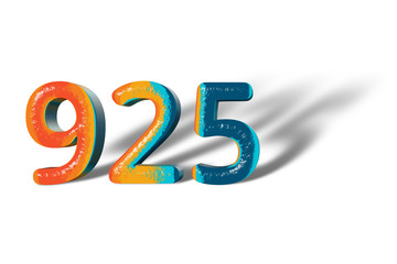 3D Number 925 nine hundred twenty five lively colours