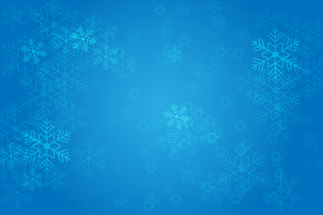 Fototapeta na wymiar Christmas blue background with glowing snowflakes and bokeh. vertor illustration