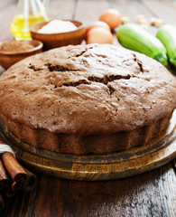 Zucchini cake with cocoa powder
