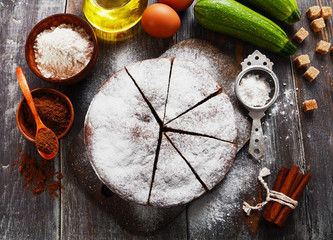 Zucchini cake with cocoa powder