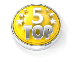 TOP 5 icon on glossy yellow round button
