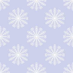 Naklejka na ściany i meble Vector seamless pattern with doodle snowflakes. Hand drawn winter background.