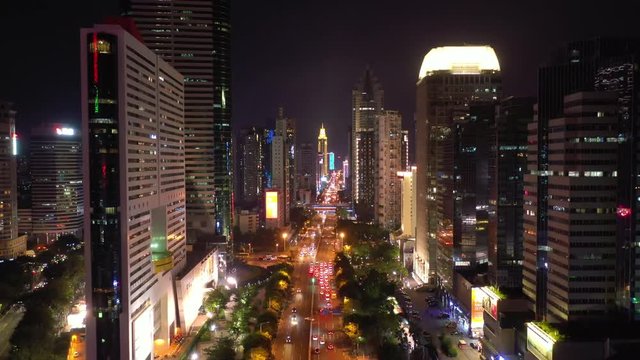 night illumination shenzhen city downtown traffic street aerial panorama 4k china

