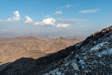 United Arab Emirates mountains view form Wadi Al Qor to Buraq Dam highest place around 800 meters