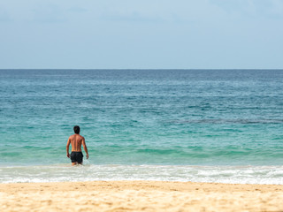 People who take a holiday on the Nacpan beach at El nido, Palawan