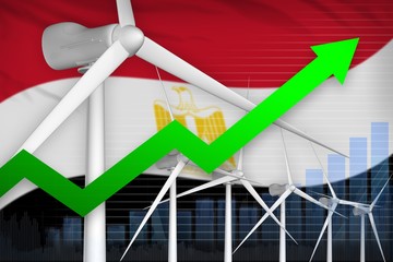 Fototapeta premium Egypt wind energy power rising chart, arrow up - modern natural energy industrial illustration. 3D Illustration