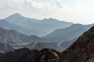 United Arab Emirates mountains view form Wadi Al Qor to Buraq Dam highest place around 800 meters