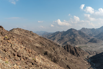 United Arab Emirates mountains view form Wadi Al Qor to Buraq Dam highest place around 800 meters